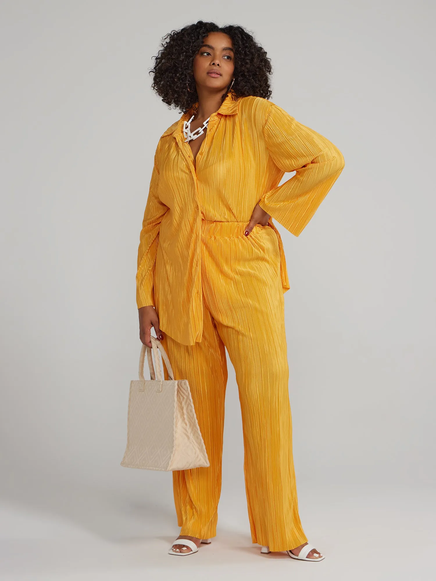 Button-Down Plisse Shirt