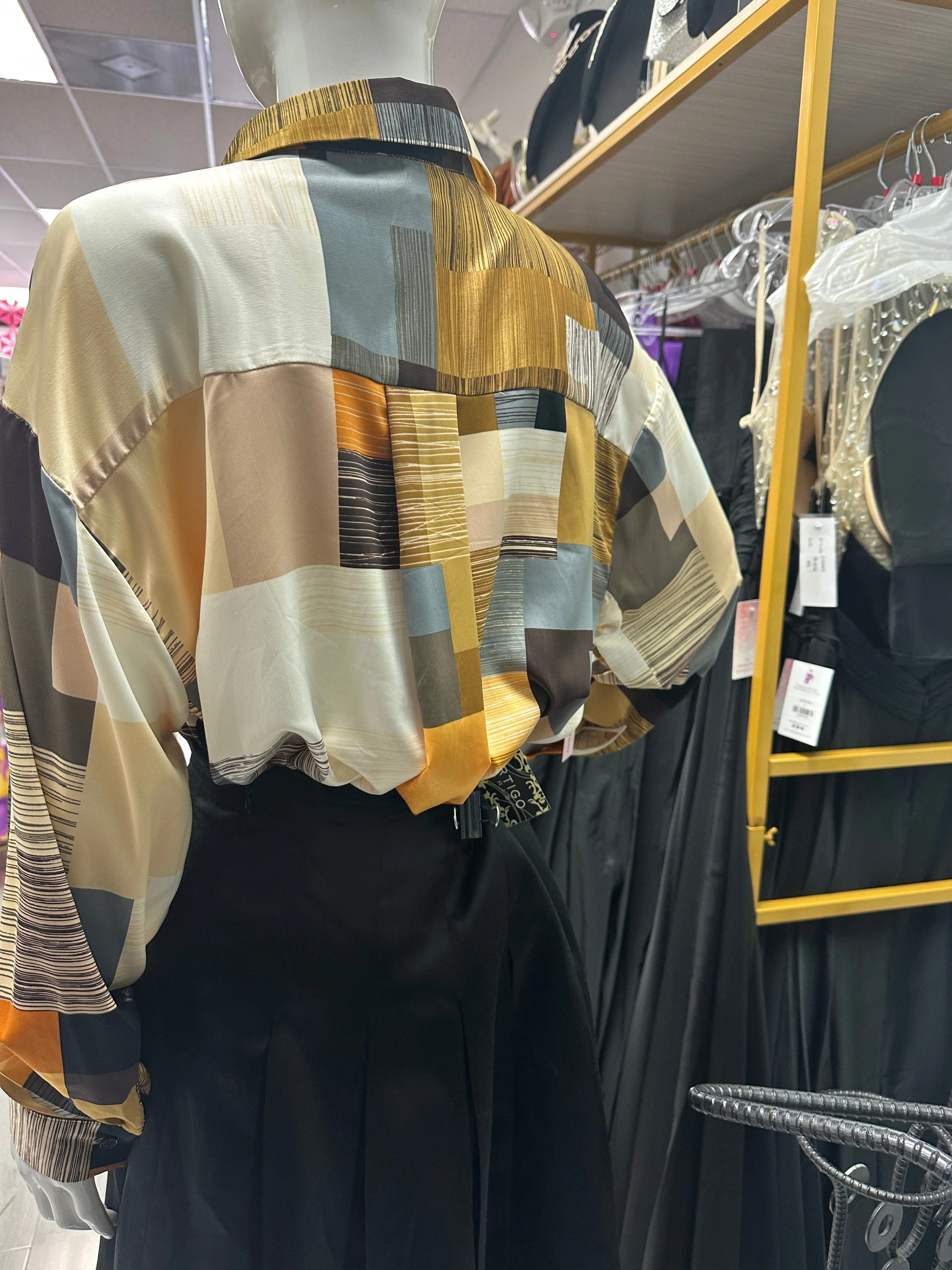 Button Front Print Blouse