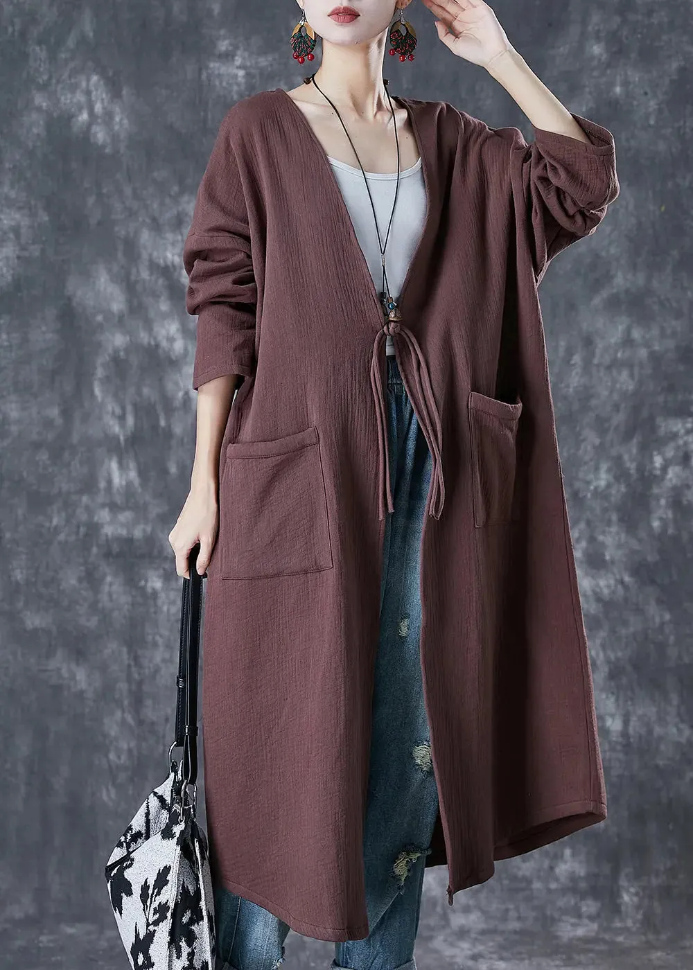 Chinese Button Linen Long Cardigan Spring