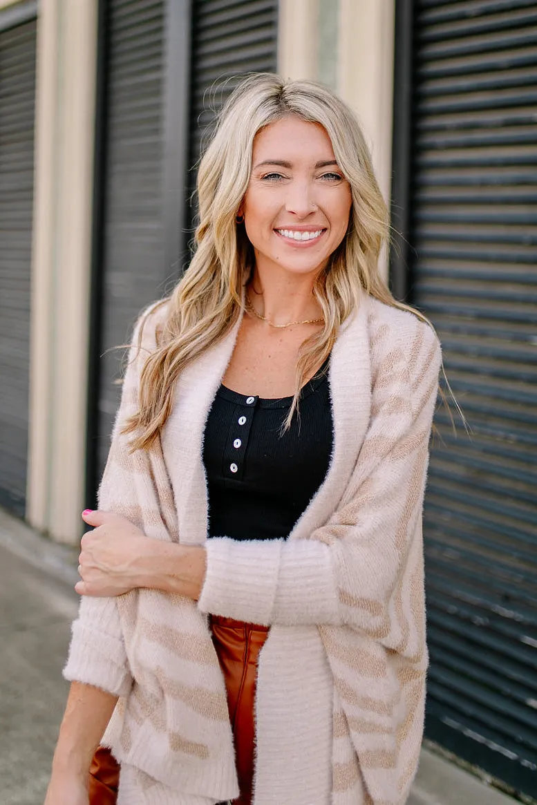 Chloe Cream Zebra Eyelash Cardigan