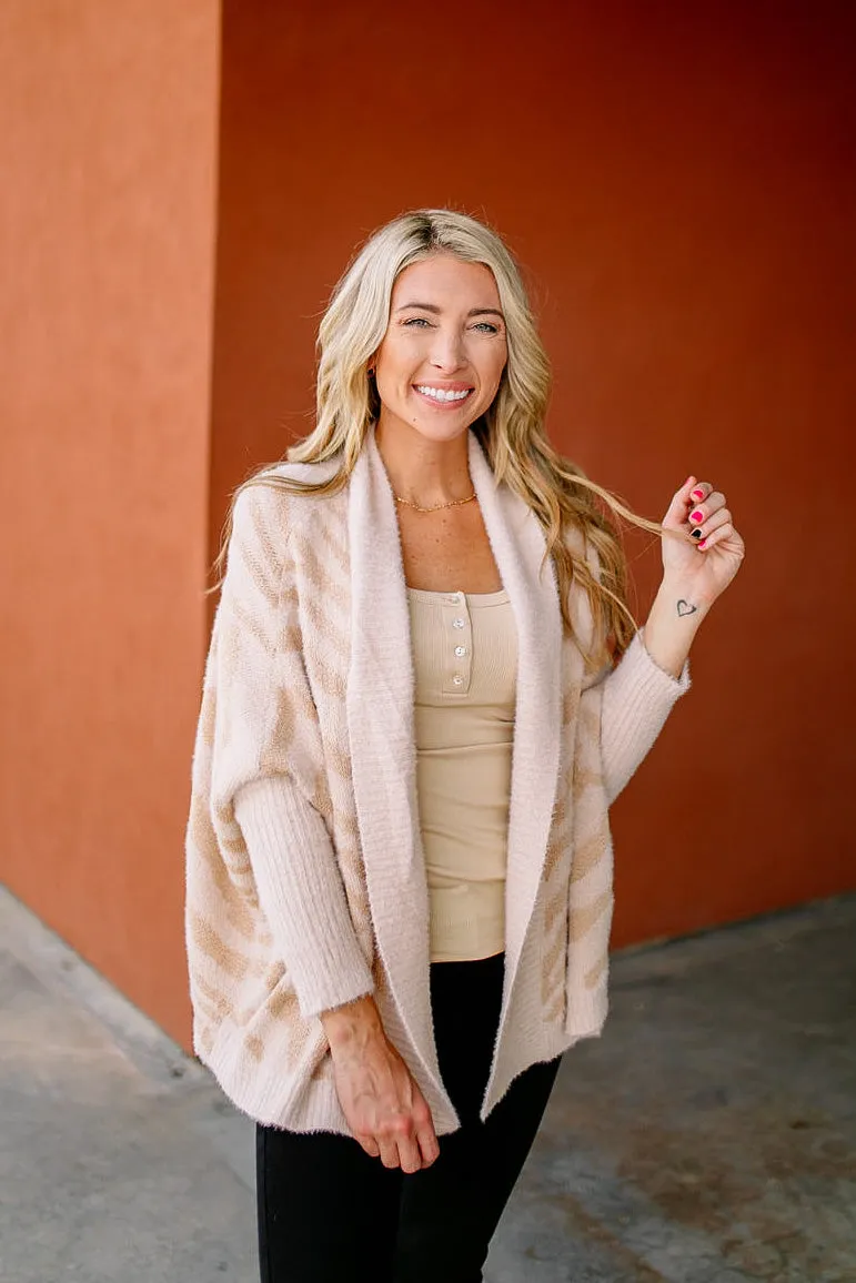 Chloe Cream Zebra Eyelash Cardigan