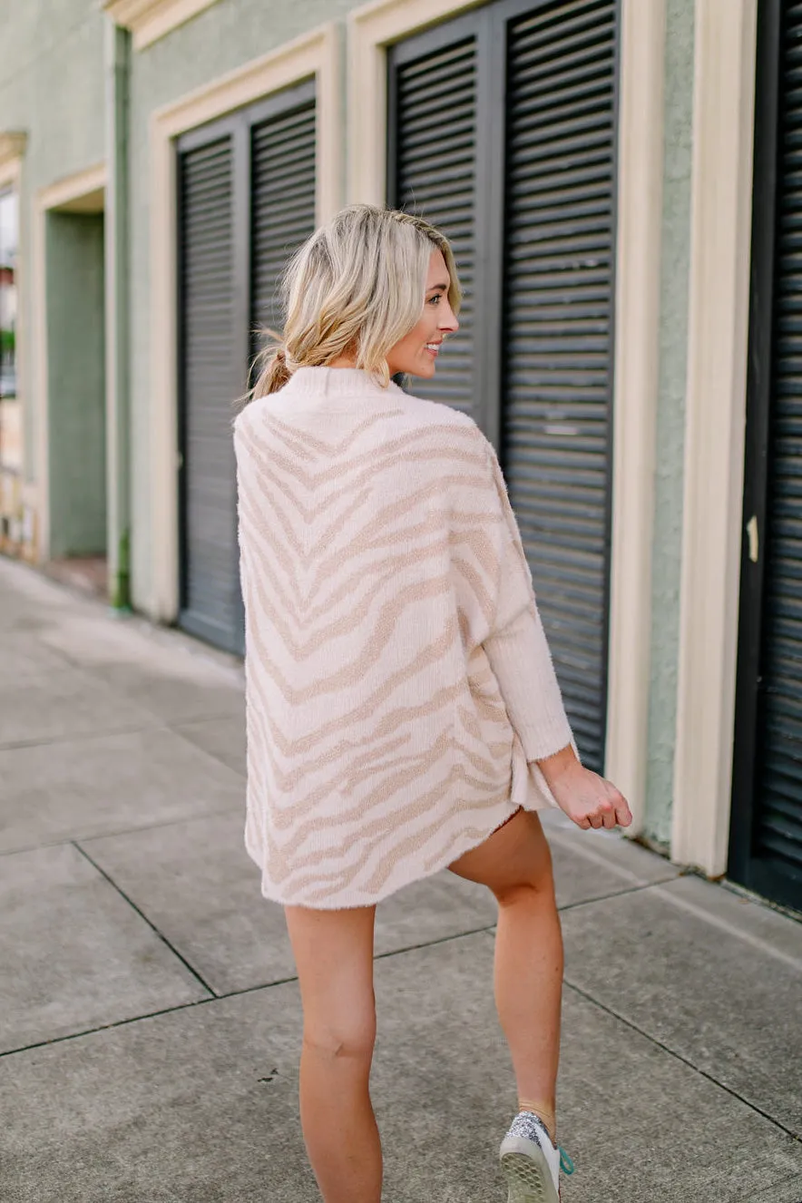 Chloe Cream Zebra Eyelash Cardigan