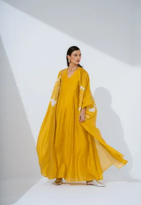 Choice Floral Printed Oversize Maxi Abaya Gold