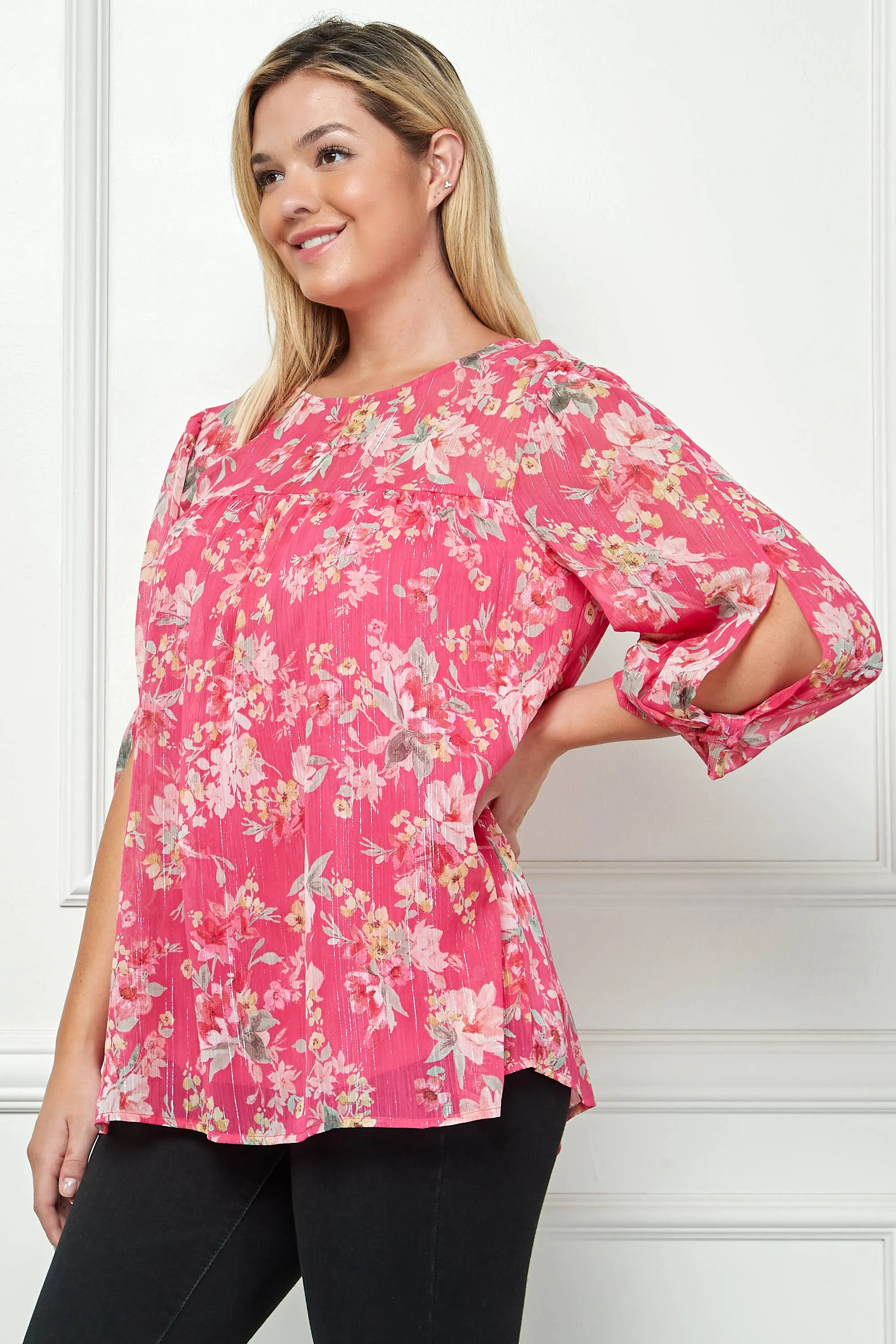 Curvy Floral Elegance Blouse