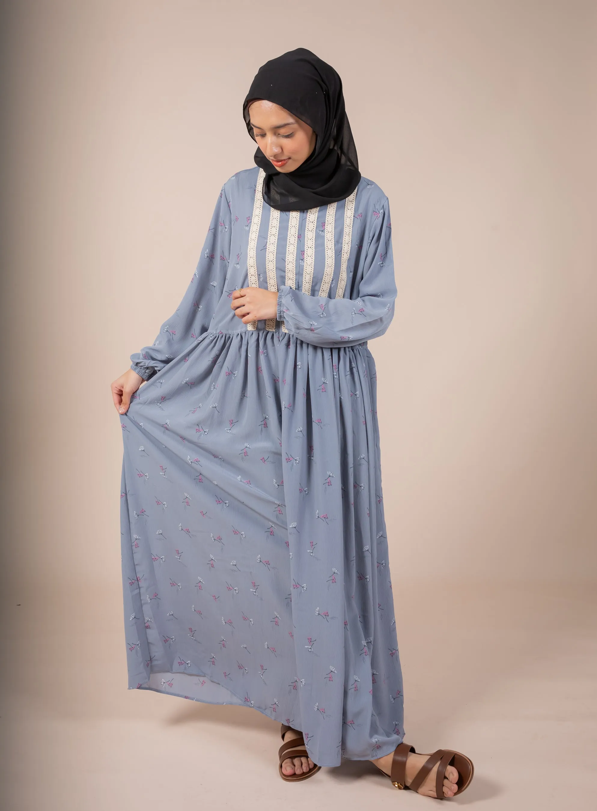 DAHA MAXI DRESS - STEEL BLUE