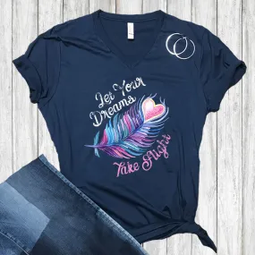 Dreams Take Flight Inspirational Shirts | Dream Big Gifts | Unisex Jersey V-neck T-shirt