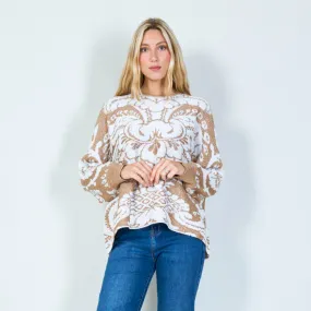 Elegant floral lurex knit sweater wholesale