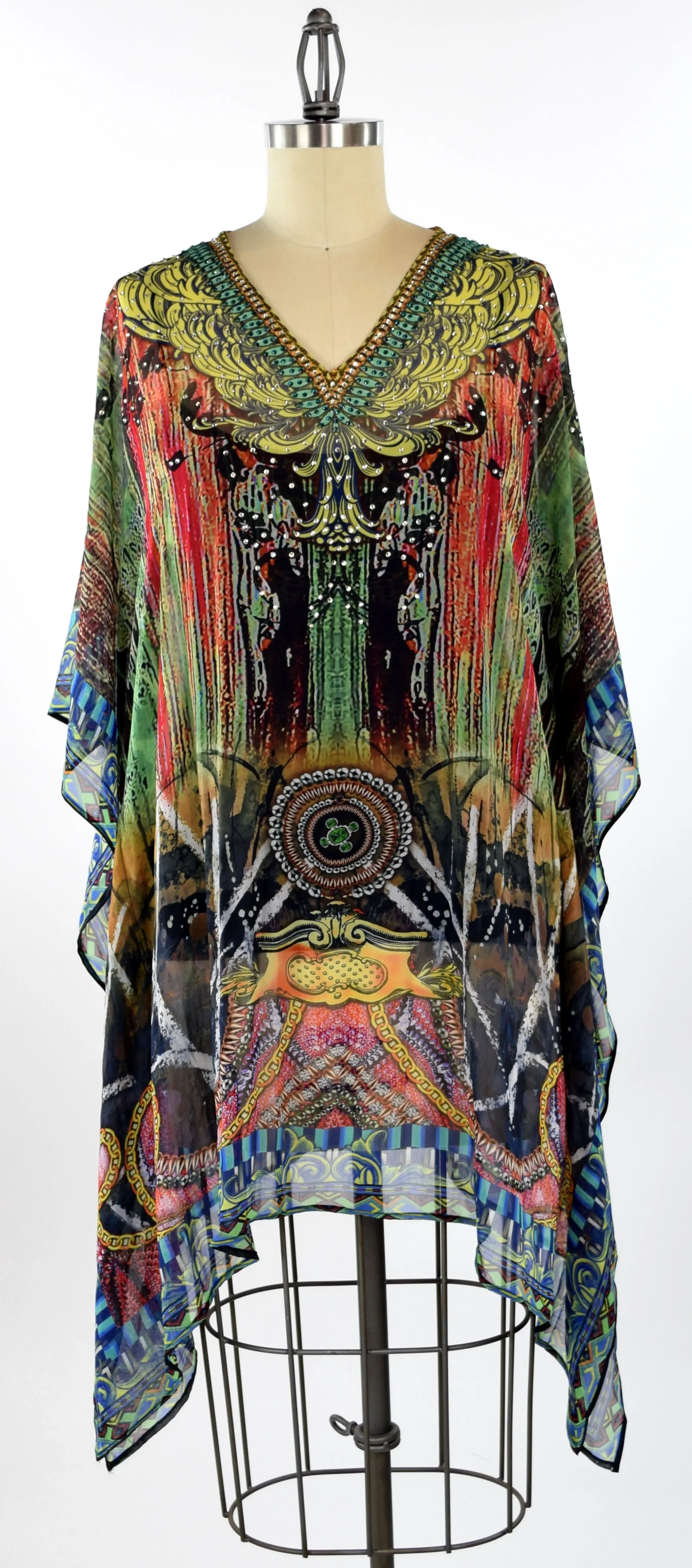 Embellished Kaftan,  Artsy Caftan, Gorgeous and Sensational Beaded Kaftan,  Chiffon Caftan,Plus Size Caftan Fits 1XL/2XL /3XL