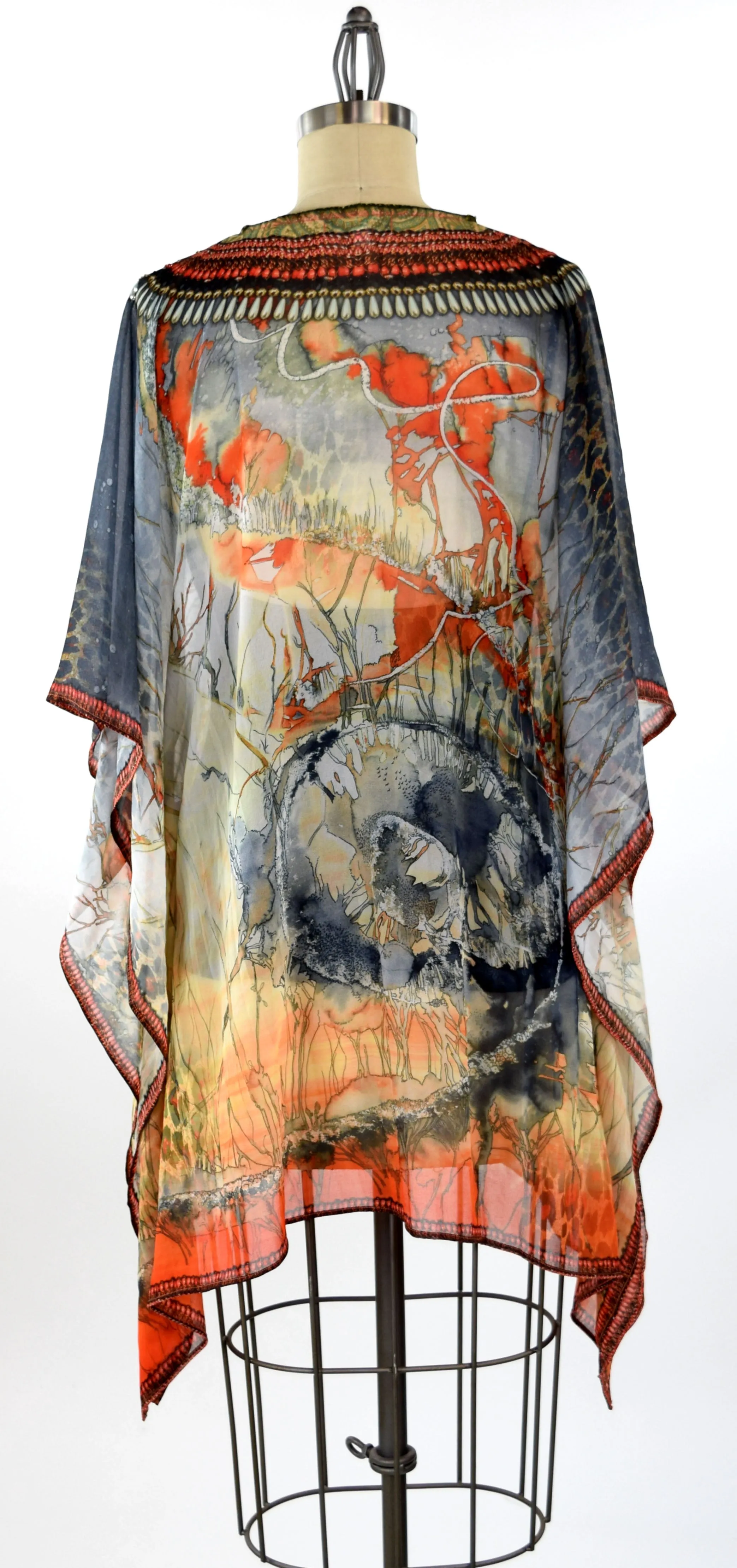 Embellished Kaftan,  Artsy Caftan, Gorgeous and Sensational Beaded Kaftan,  Chiffon Caftan,Plus Size Caftan Fits 1XL/2XL /3XL