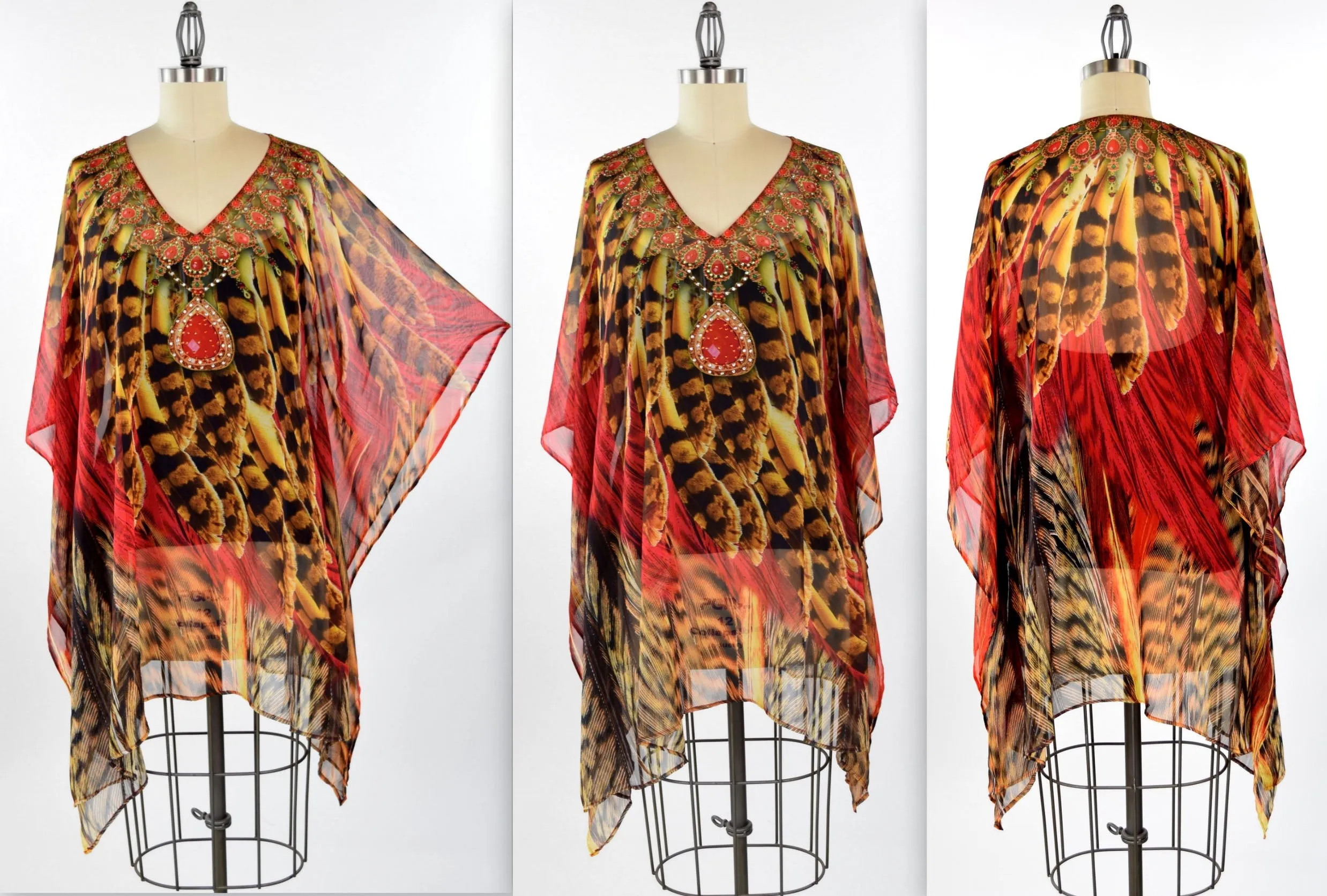 Embellished Kaftan,  Artsy Caftan, Gorgeous and Sensational Beaded Kaftan,  Chiffon Caftan,Plus Size Caftan Fits 1XL/2XL /3XL