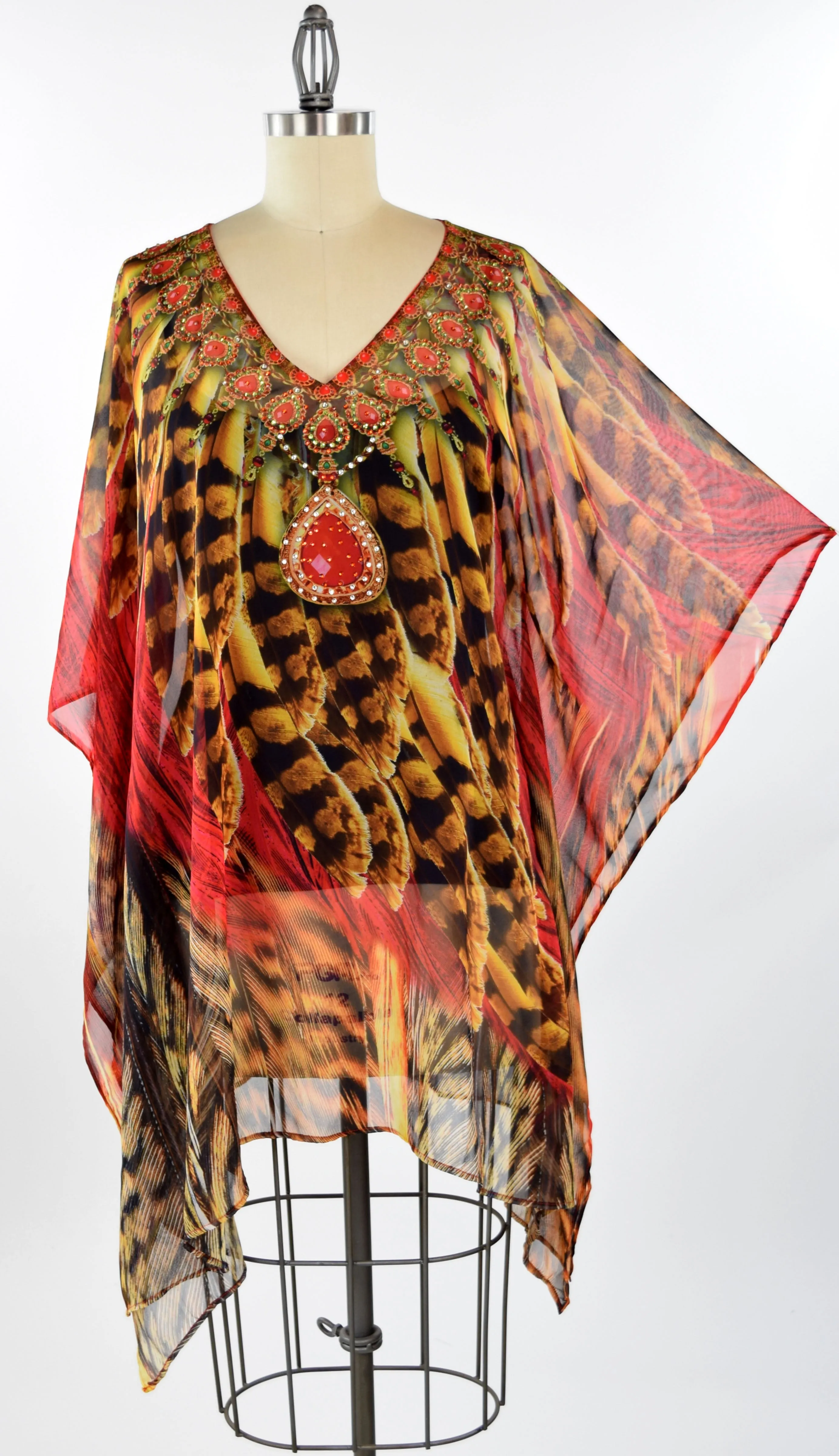 Embellished Kaftan,  Artsy Caftan, Gorgeous and Sensational Beaded Kaftan,  Chiffon Caftan,Plus Size Caftan Fits 1XL/2XL /3XL
