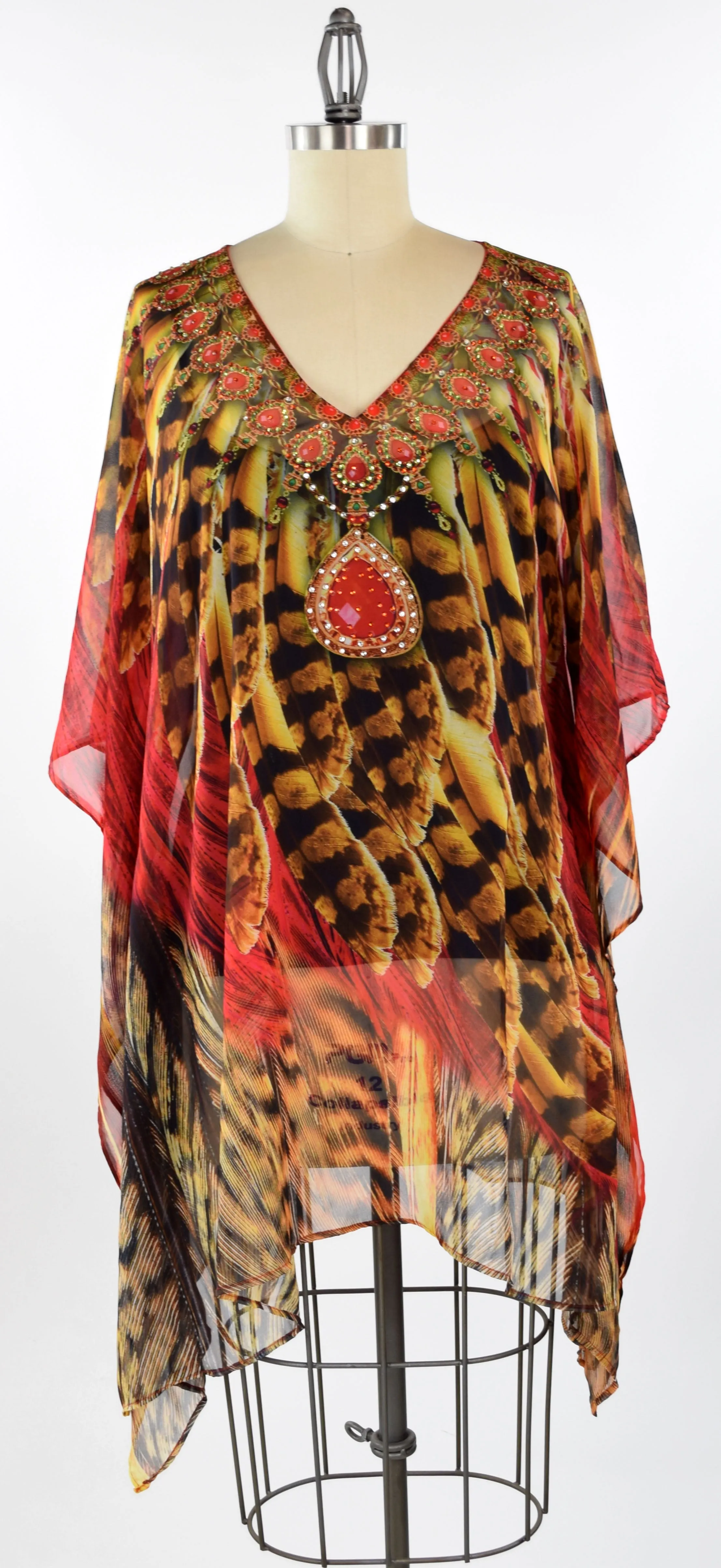 Embellished Kaftan,  Artsy Caftan, Gorgeous and Sensational Beaded Kaftan,  Chiffon Caftan,Plus Size Caftan Fits 1XL/2XL /3XL