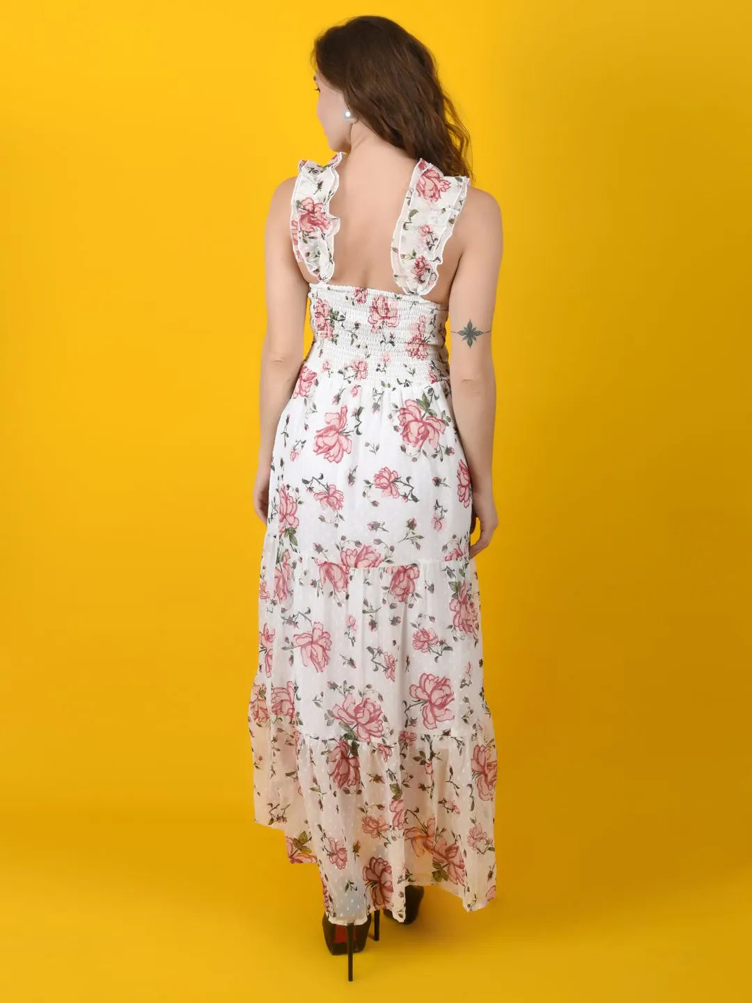 Flawless Trendy Women Rose Printed Beach Dress | BLOSSOM