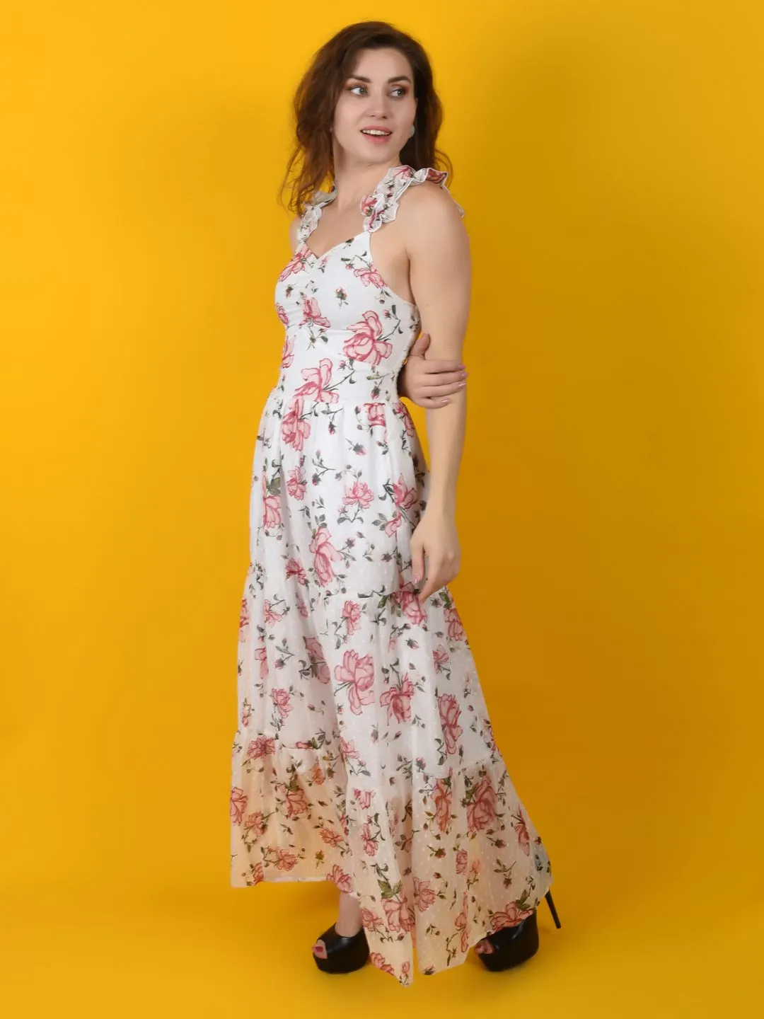 Flawless Trendy Women Rose Printed Beach Dress | BLOSSOM