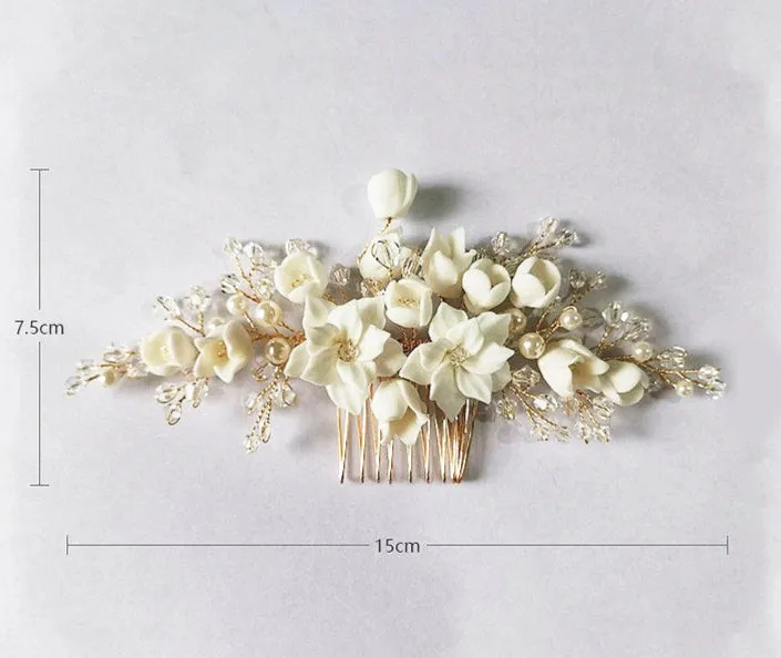 Floral Bridal Hair Comb: white floral bridal hair accessories