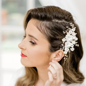 Floral Bridal Hair Comb: white floral bridal hair accessories