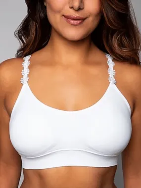 Flower Strap Bralette in White