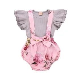 Flower Toddler Girl Clothing Set 2Pcs Tops Jumpsuits