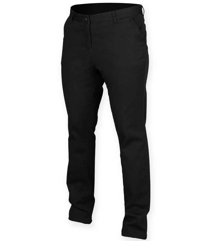 Front Row Ladies Stretch Chino Trousers | Black