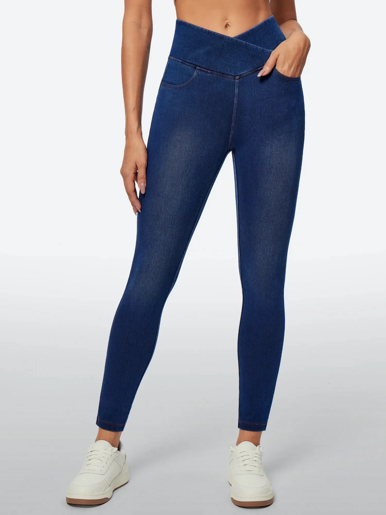 IUGA FlexDenim™ High Waisted Crossover Jeggings With Pockets
