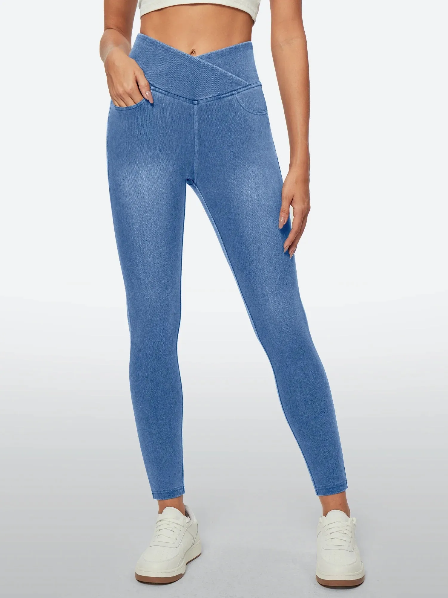 IUGA FlexDenim™ High Waisted Crossover Jeggings With Pockets