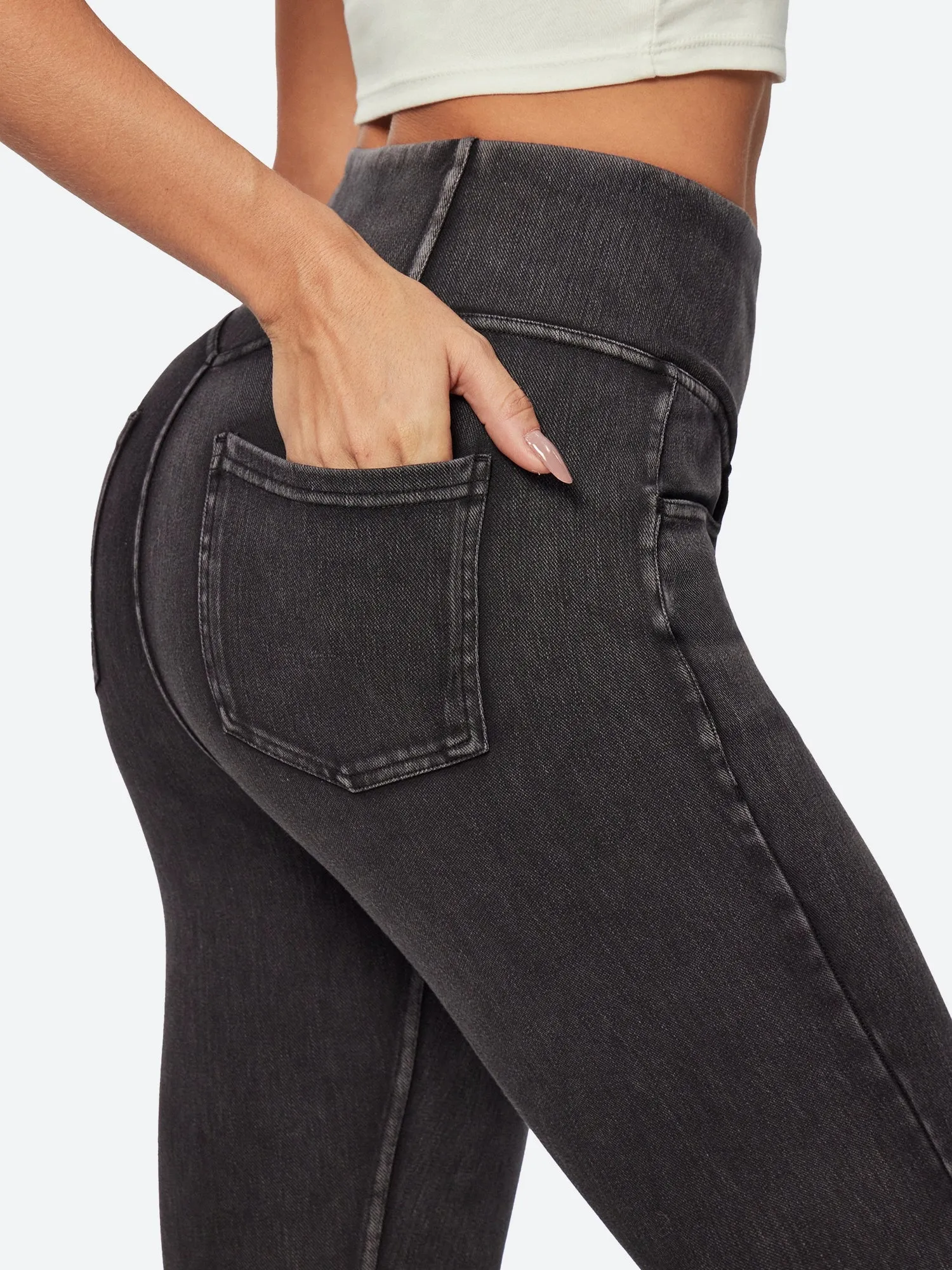 IUGA FlexDenim™ High Waisted Crossover Jeggings With Pockets