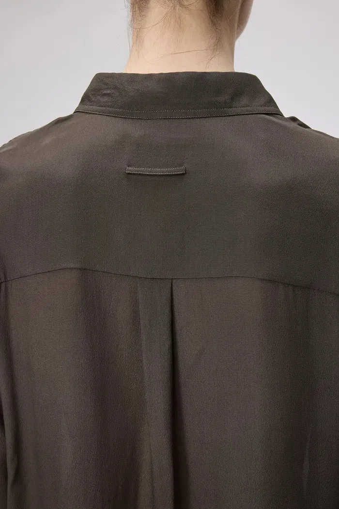 Jacinda Utility Shirt in Silk Crepe de Chine