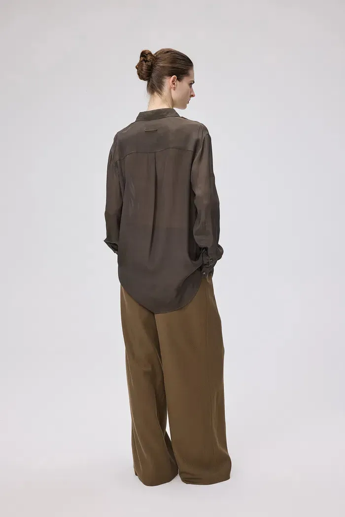 Jacinda Utility Shirt in Silk Crepe de Chine