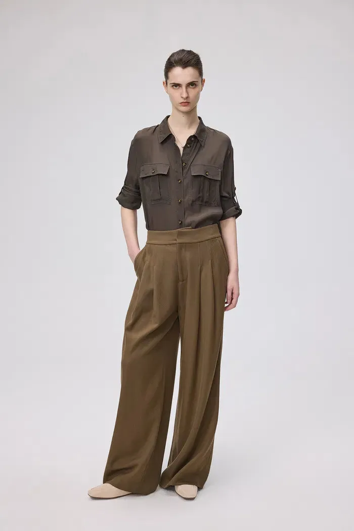 Jacinda Utility Shirt in Silk Crepe de Chine