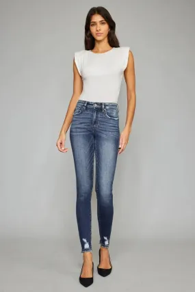 KanCan Dark Wash High Rise Distressed Skinny Jeans
