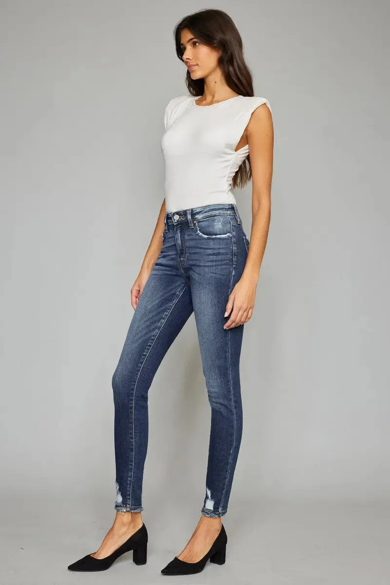 KanCan Dark Wash High Rise Distressed Skinny Jeans