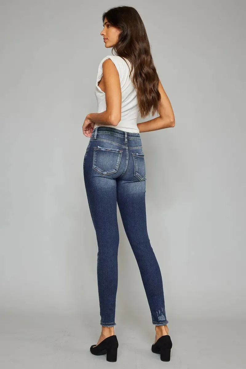KanCan Dark Wash High Rise Distressed Skinny Jeans