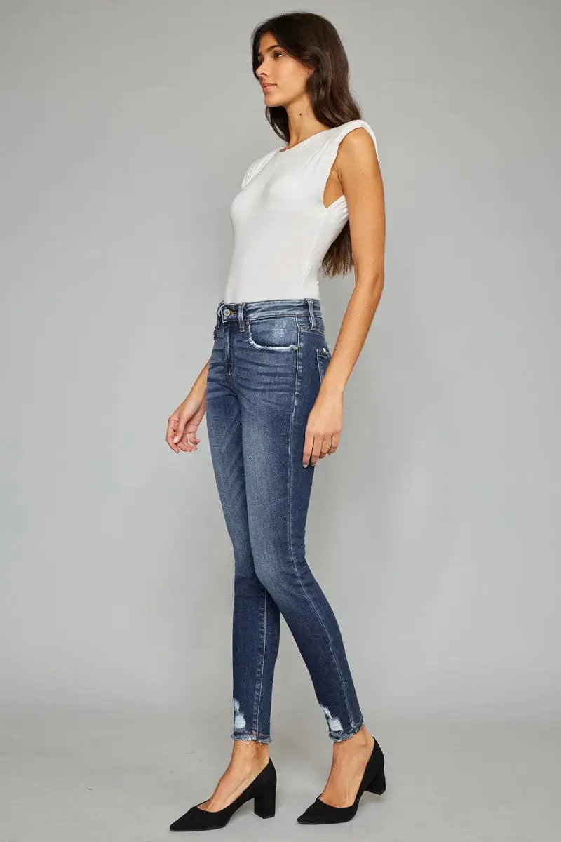 KanCan Dark Wash High Rise Distressed Skinny Jeans