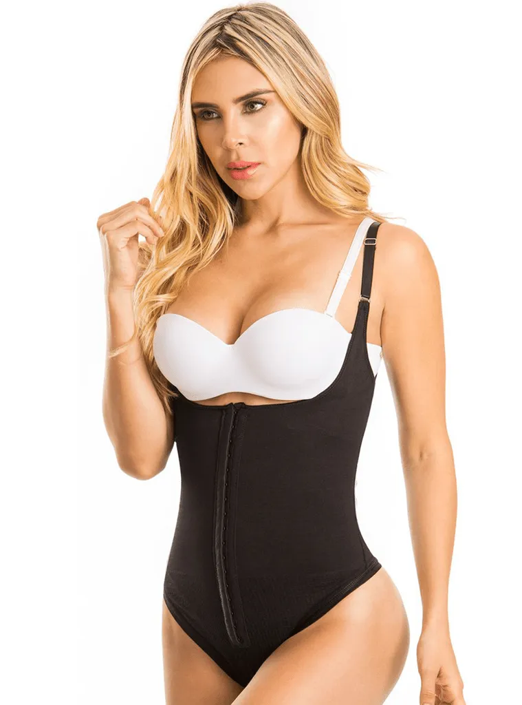 Laty Rose Open Bust Thong Bodysuit Adjustable Straps for Women