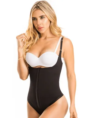 Laty Rose Open Bust Thong Bodysuit Adjustable Straps for Women