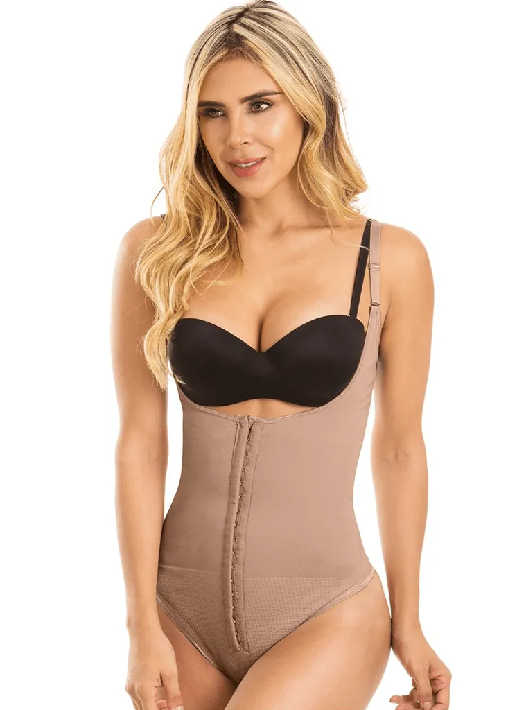 Laty Rose Open Bust Thong Bodysuit Adjustable Straps for Women
