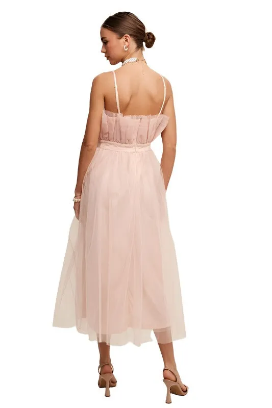 Paper Bag Frill Tulle Maxi Dress