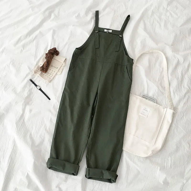 Romildi  New Fashion Jumpsuits Women Spring Strap Button Ankle-length Solid Harajuku BF Loose Kawaii Wide-leg Students Womens All-match Trendy Chic