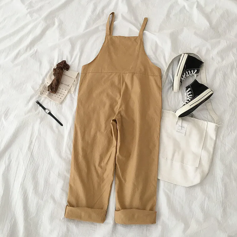 Romildi  New Fashion Jumpsuits Women Spring Strap Button Ankle-length Solid Harajuku BF Loose Kawaii Wide-leg Students Womens All-match Trendy Chic