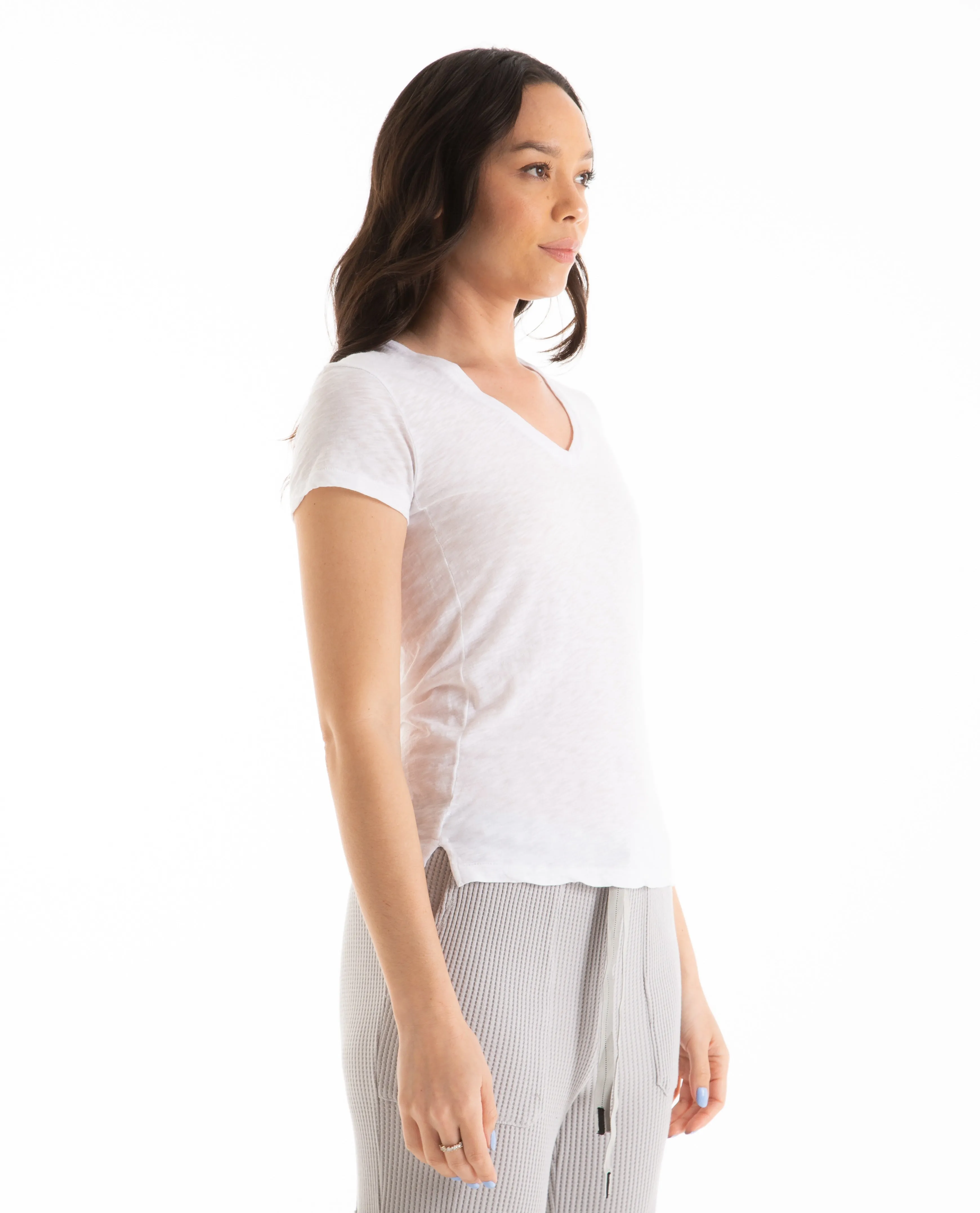 Slub Short Sleeve V-Neck