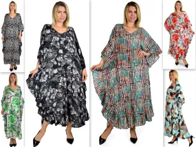 Soft Rayon Printed Long Kaftan Caftan Cover Up Kimono Plus Sizes