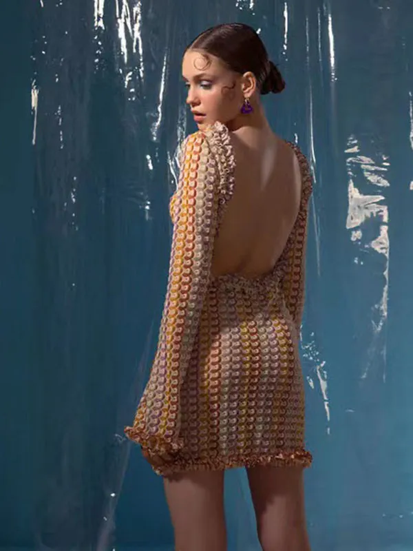 Summer Backless Mini Dress - Trendy Beach Cover-Up