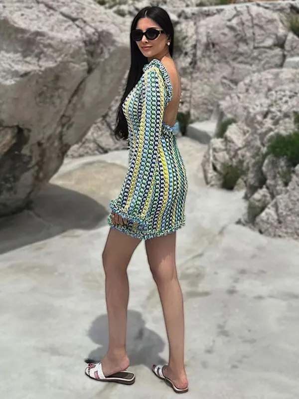 Summer Backless Mini Dress - Trendy Beach Cover-Up