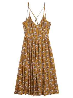 TastyHottie - Trendy Sunflower Criss Cross Midi Dress