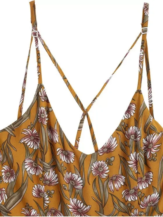 TastyHottie - Trendy Sunflower Criss Cross Midi Dress