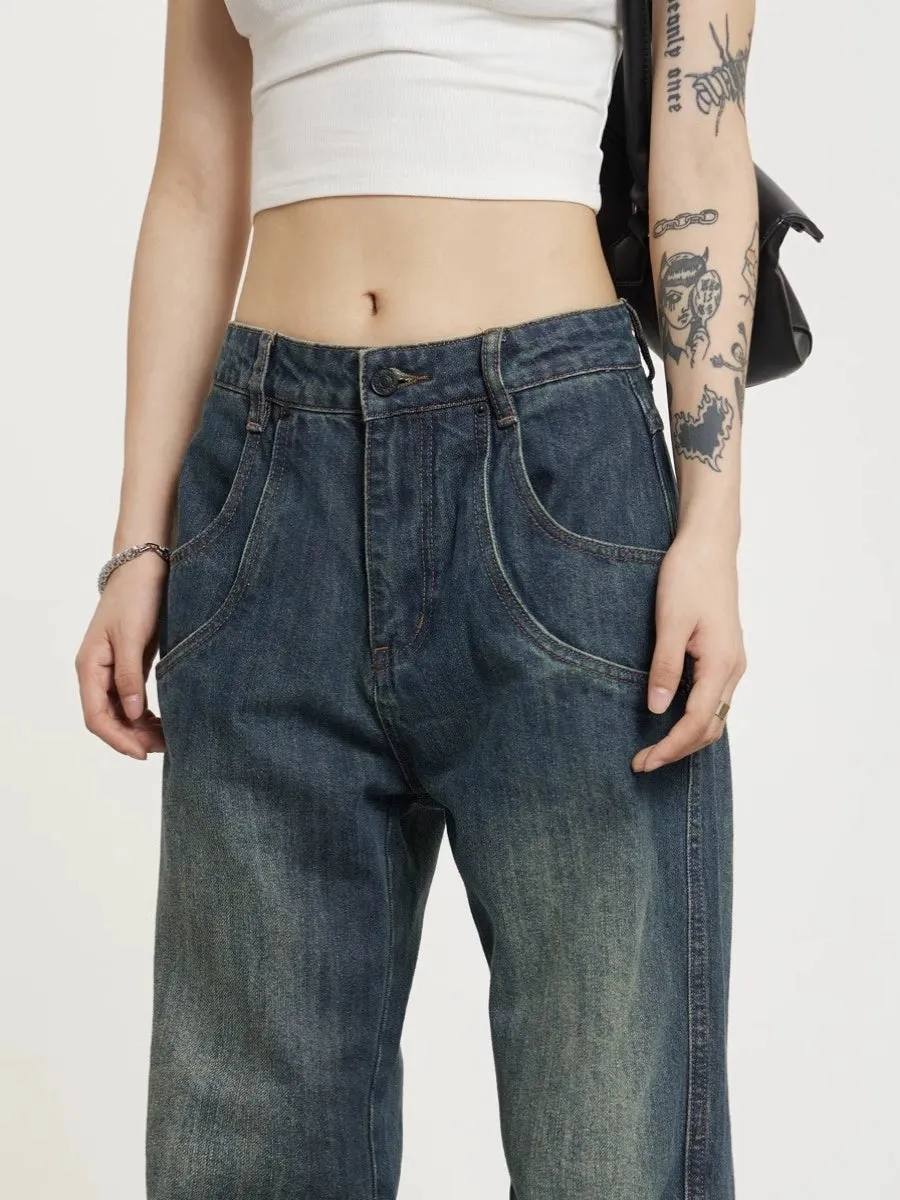 Trendy High Street Casual Men's and Women's Nostalgic Retro Jeans