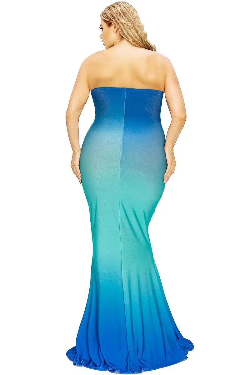 Voluptuous ( ) Plus hot summer gradient tube maxi dress - Ships from The USA