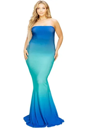 Voluptuous ( ) Plus hot summer gradient tube maxi dress - Ships from The USA