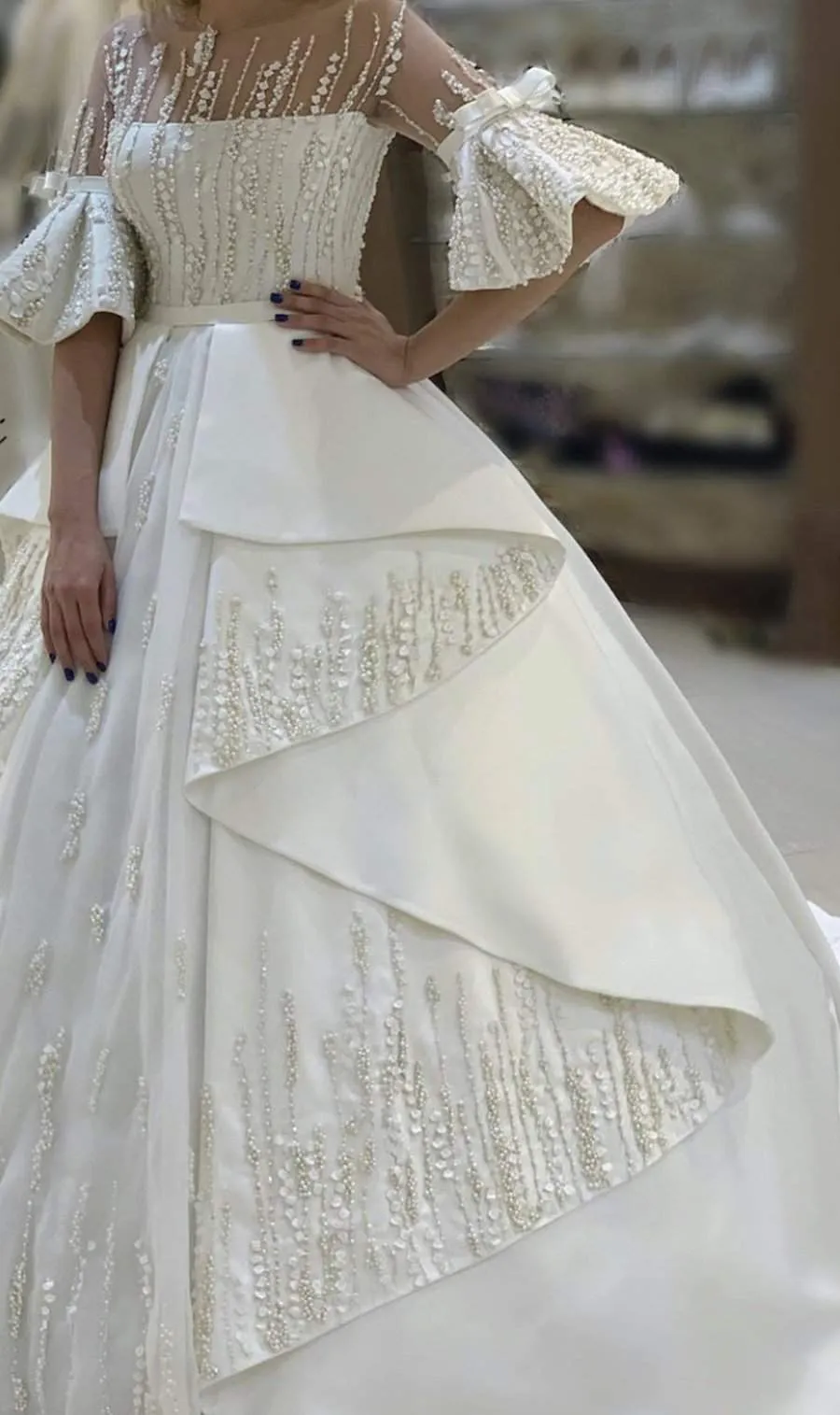 Wedding Dress With Beads and Flowers