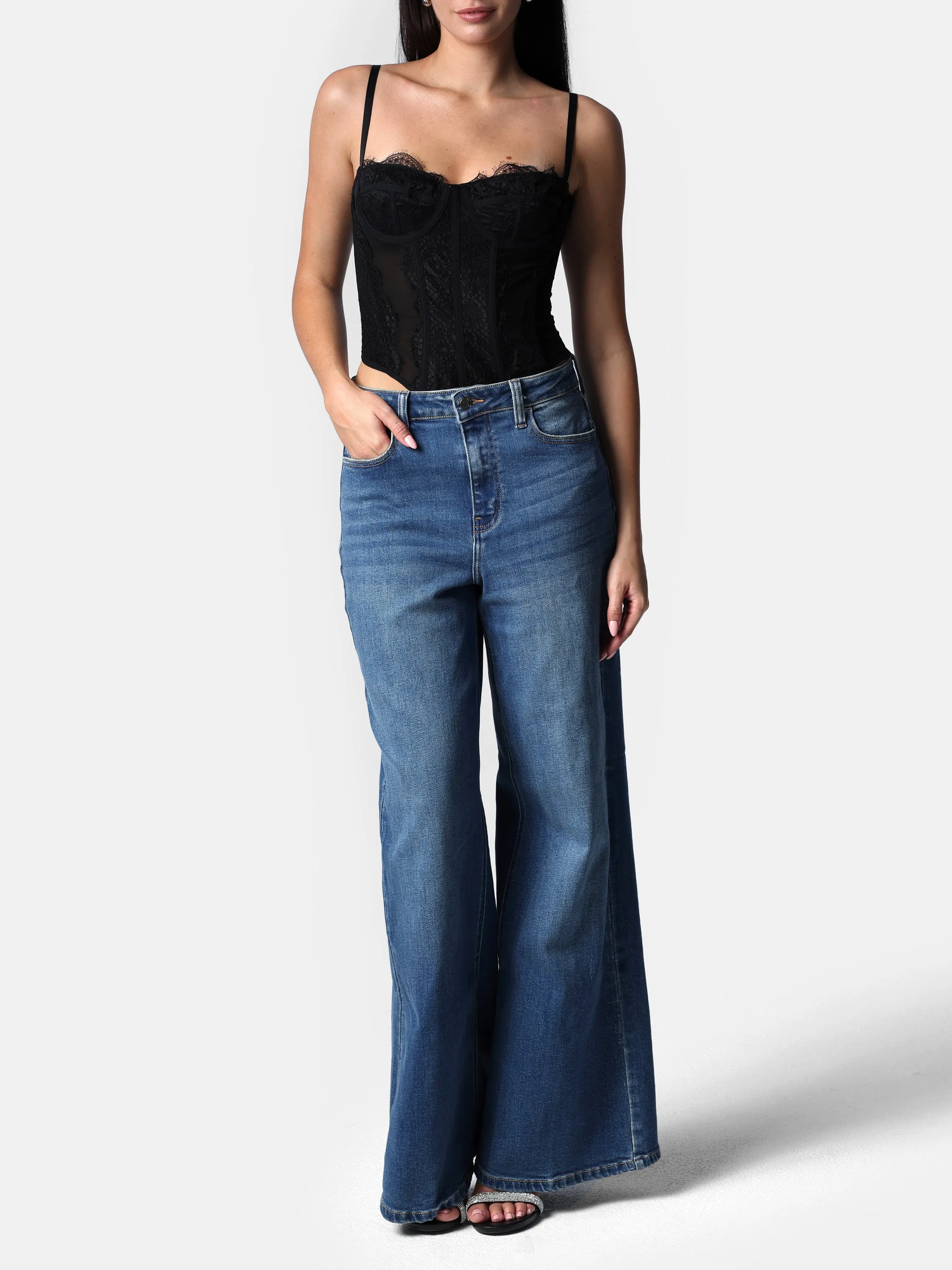 Wide Leg Medium Wash Jeans